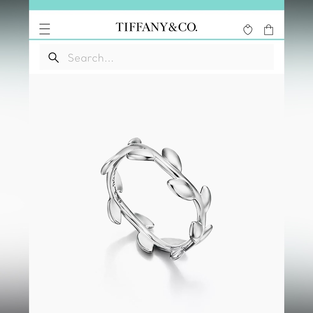 Tiffany & Co. Olive Leaf Band Ring Sz 8